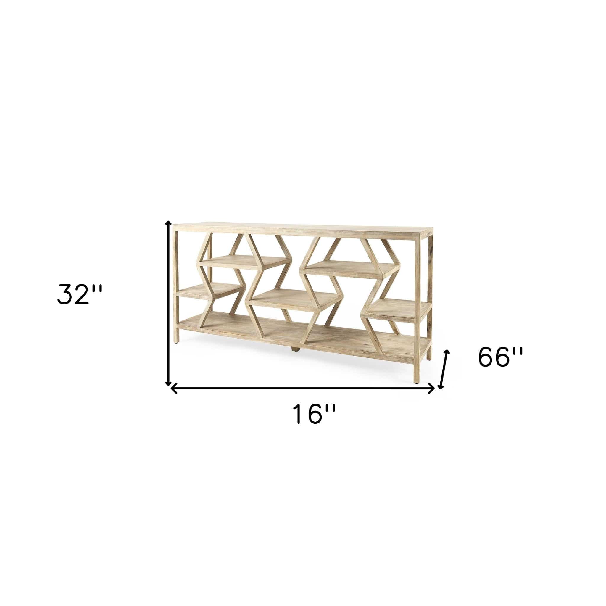 16" Brown Solid Wood 4 Legs Console Table With Shelves - Homeroots - Flyclothing LLC