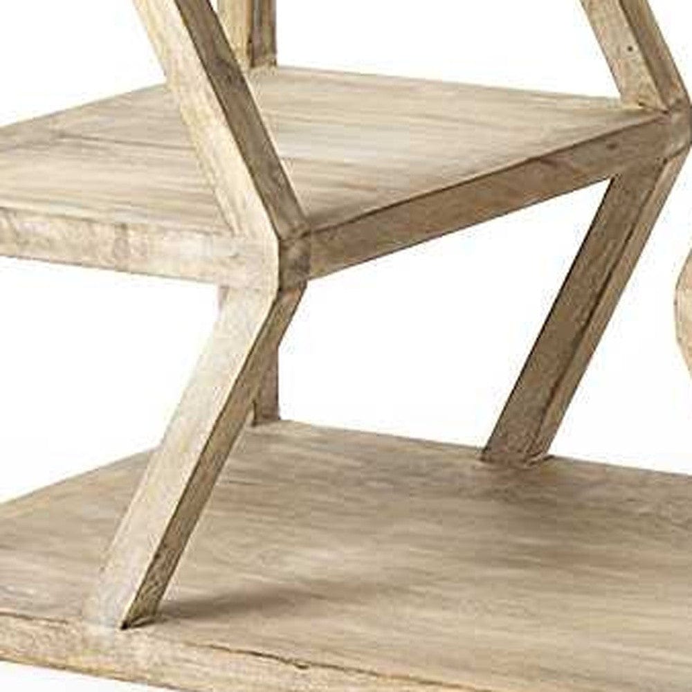 16" Brown Solid Wood 4 Legs Console Table With Shelves - Homeroots - Flyclothing LLC