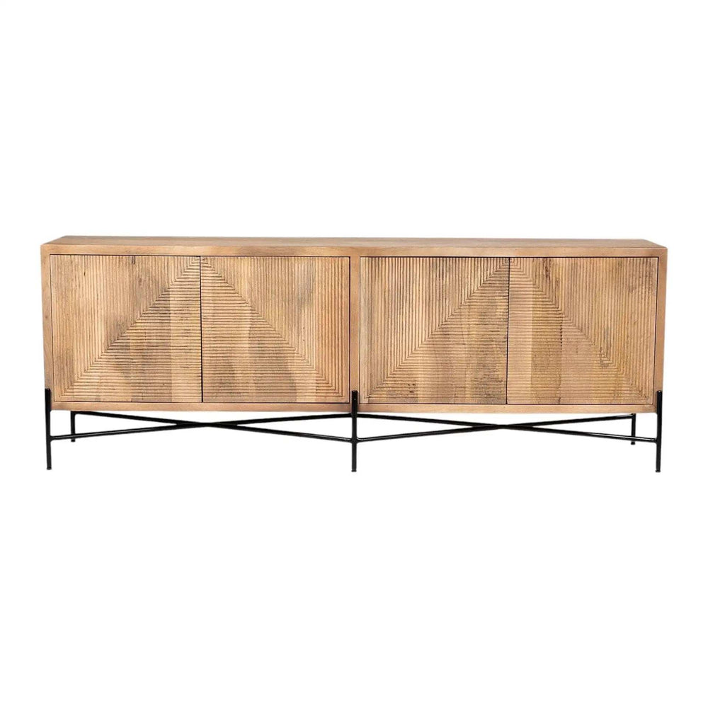 Brown Solid Mango Wood Finish Sideboard With 4 Cabinet Doors - Homeroots - Flyclothing LLC