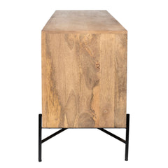 Brown Solid Mango Wood Finish Sideboard With 4 Cabinet Doors