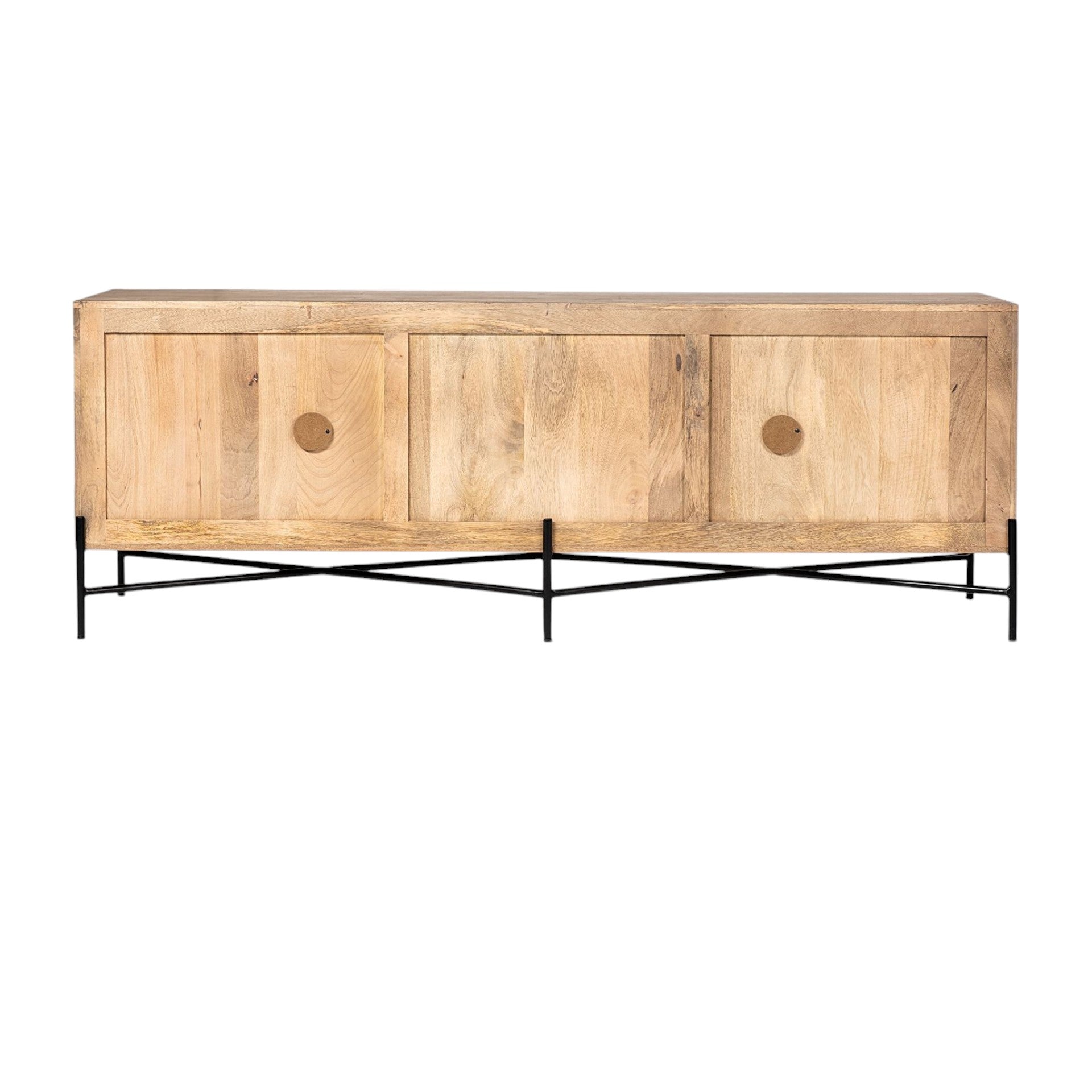 Brown Solid Mango Wood Finish Sideboard With 4 Cabinet Doors