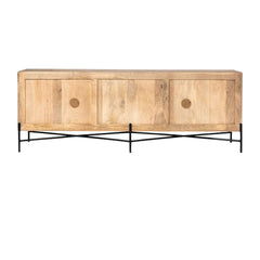 Brown Solid Mango Wood Finish Sideboard With 4 Cabinet Doors