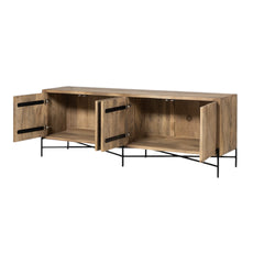 Brown Solid Mango Wood Finish Sideboard With 4 Cabinet Doors