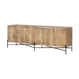 Brown Solid Mango Wood Finish Sideboard With 4 Cabinet Doors - Homeroots - Flyclothing LLC