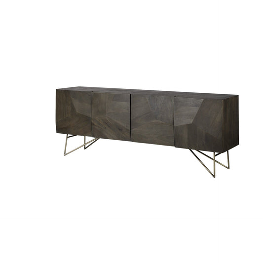 Dark Brown Solid Mango Wood Finish Sideboard With 4 Cabinet Doors - Homeroots