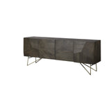 Dark Brown Solid Mango Wood Finish Sideboard With 4 Cabinet Doors - Homeroots