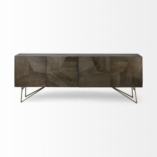 Dark Brown Solid Mango Wood Finish Sideboard With 4 Cabinet Doors - Homeroots