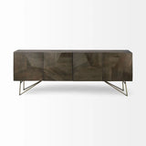Dark Brown Solid Mango Wood Finish Sideboard With 4 Cabinet Doors - Homeroots