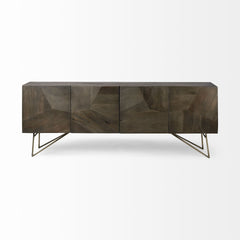 Dark Brown Solid Mango Wood Finish Sideboard With 4 Cabinet Doors - Homeroots