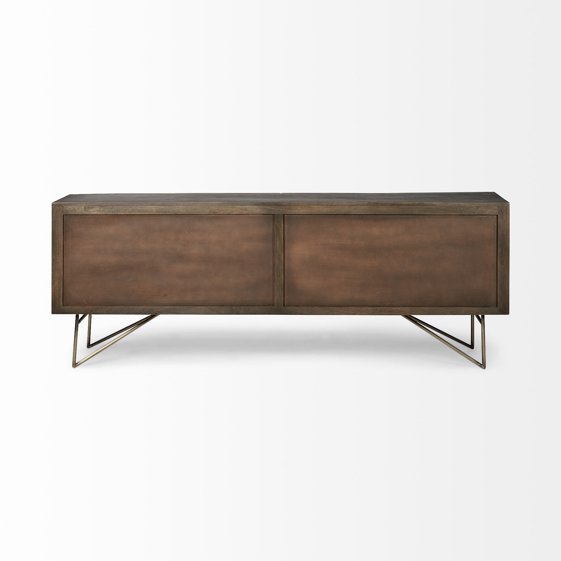 Dark Brown Solid Mango Wood Finish Sideboard With 4 Cabinet Doors