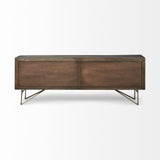 Dark Brown Solid Mango Wood Finish Sideboard With 4 Cabinet Doors - Homeroots