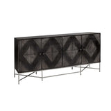 Dark Brown Solid Mango Wood Finish Sideboard With 4 Cabinet Doors - Homeroots