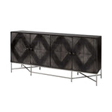 Dark Brown Solid Mango Wood Finish Sideboard With 4 Cabinet Doors - Homeroots