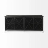 Black Solid Metallic Bronze Finish Sideboard With 4 Glass Cabinet Doors - Homeroots - Flyclothing LLC