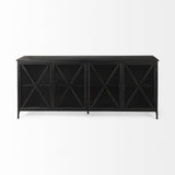 Black Solid Metallic Bronze Finish Sideboard With 4 Glass Cabinet Doors - Homeroots