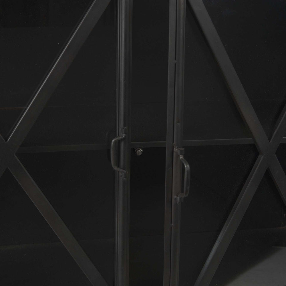 Black Solid Metallic Bronze Finish Sideboard With 4 Glass Cabinet Doors - Homeroots - Flyclothing LLC