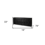 Black Solid Metallic Bronze Finish Sideboard With 4 Glass Cabinet Doors - Homeroots - Flyclothing LLC