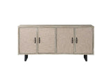 Light Brown Solid Wood  Sideboard With 4 Fabric Covered Cabinet Doors - Homeroots