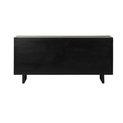 Light Brown Solid Wood  Sideboard With 4 Fabric Covered Cabinet Doors