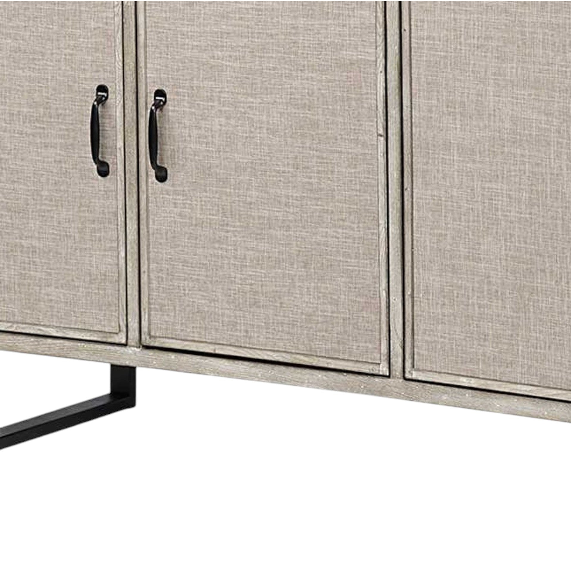 Light Brown Solid Wood  Sideboard With 4 Fabric Covered Cabinet Doors