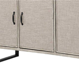 Light Brown Solid Wood Sideboard With 4 Fabric Covered Cabinet Doors - Homeroots - Flyclothing LLC