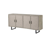 Light Brown Solid Wood  Sideboard With 4 Fabric Covered Cabinet Doors - Homeroots