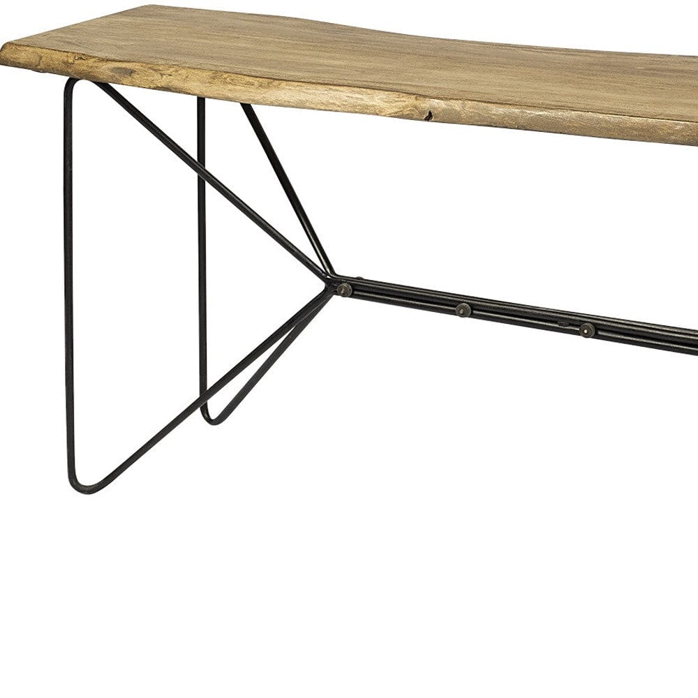 16" Brown and Black Solid Wood Abstract Console Table - Homeroots - Flyclothing LLC
