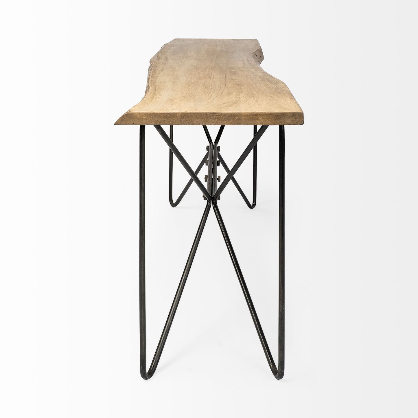 16" Brown and Black Solid Wood Abstract Console Table - Homeroots - Flyclothing LLC