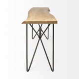 16" Brown and Black Solid Wood Abstract Console Table - Homeroots - Flyclothing LLC