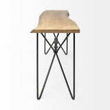 16" Brown and Black Solid Wood Abstract Console Table - Homeroots