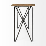 16" Brown and Black Solid Wood Abstract Console Table - Homeroots
