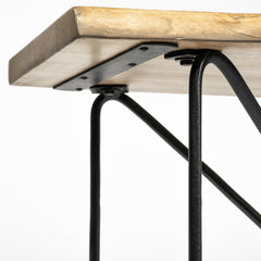 16" Brown and Black Solid Wood Abstract Console Table - Homeroots