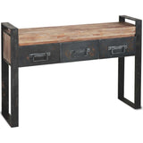 12" Brown and Black Solid Wood Sled Console Table And Drawers - Homeroots