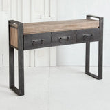 12" Brown and Black Solid Wood Sled Console Table And Drawers - Homeroots