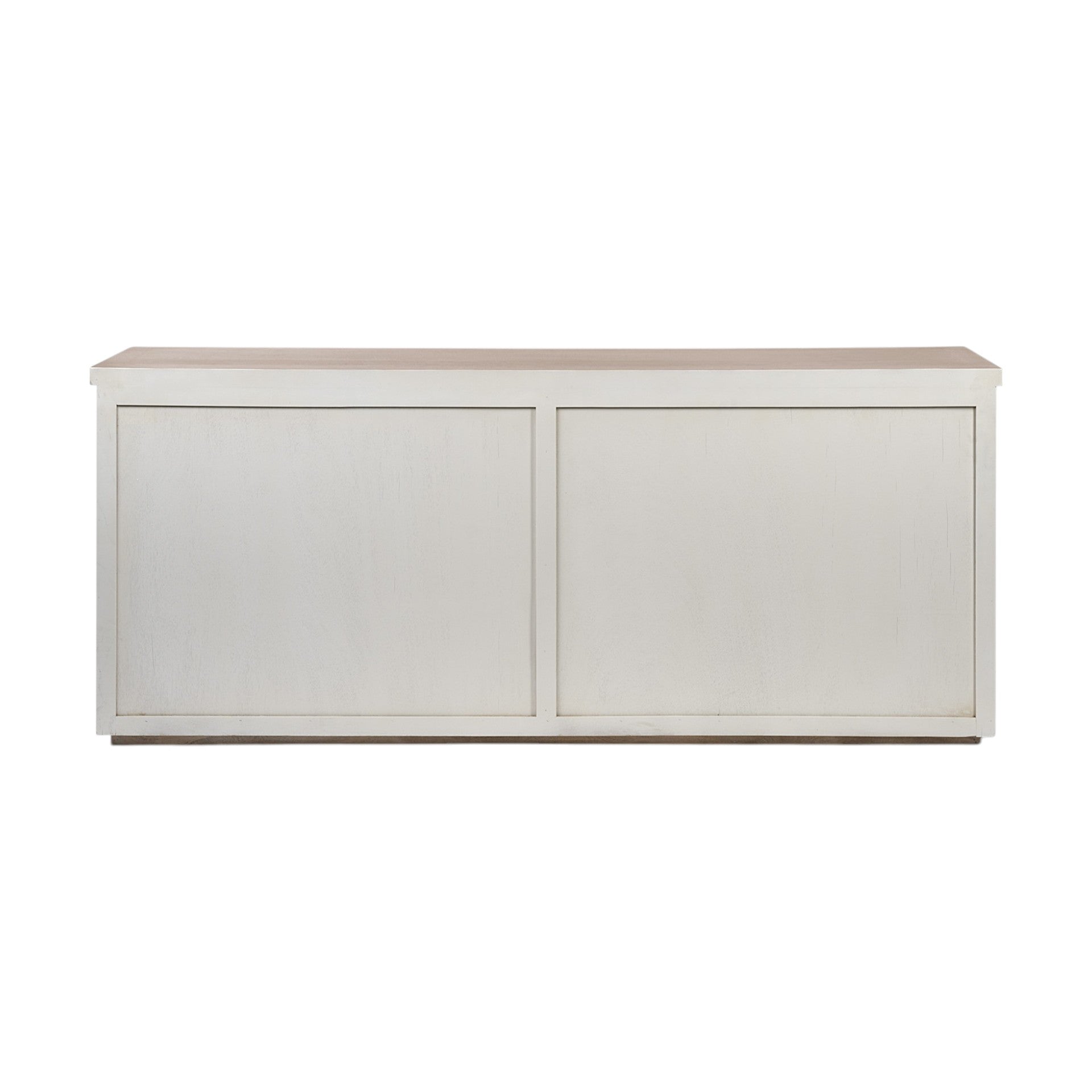 Brown Solid Mango Wood Top & White Frame Sideboard With 4 Cabinet Doors - Homeroots