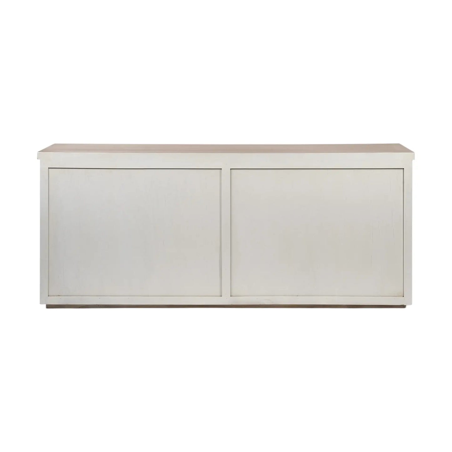 Brown Solid Mango Wood Top & White Frame Sideboard With 4 Cabinet Doors - Homeroots - Flyclothing LLC