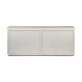 Brown Solid Mango Wood Top & White Frame Sideboard With 4 Cabinet Doors - Homeroots - Flyclothing LLC