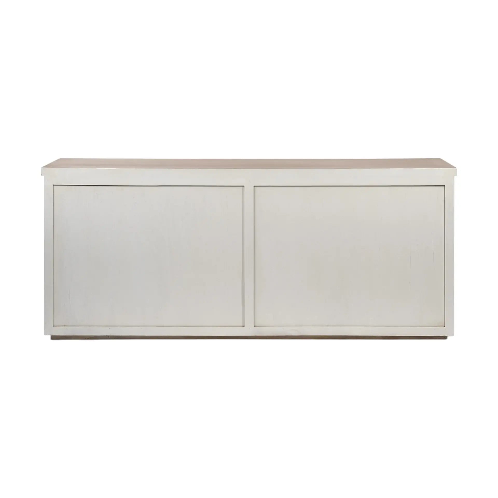 Brown Solid Mango Wood Top & White Frame Sideboard With 4 Cabinet Doors - Homeroots - Flyclothing LLC