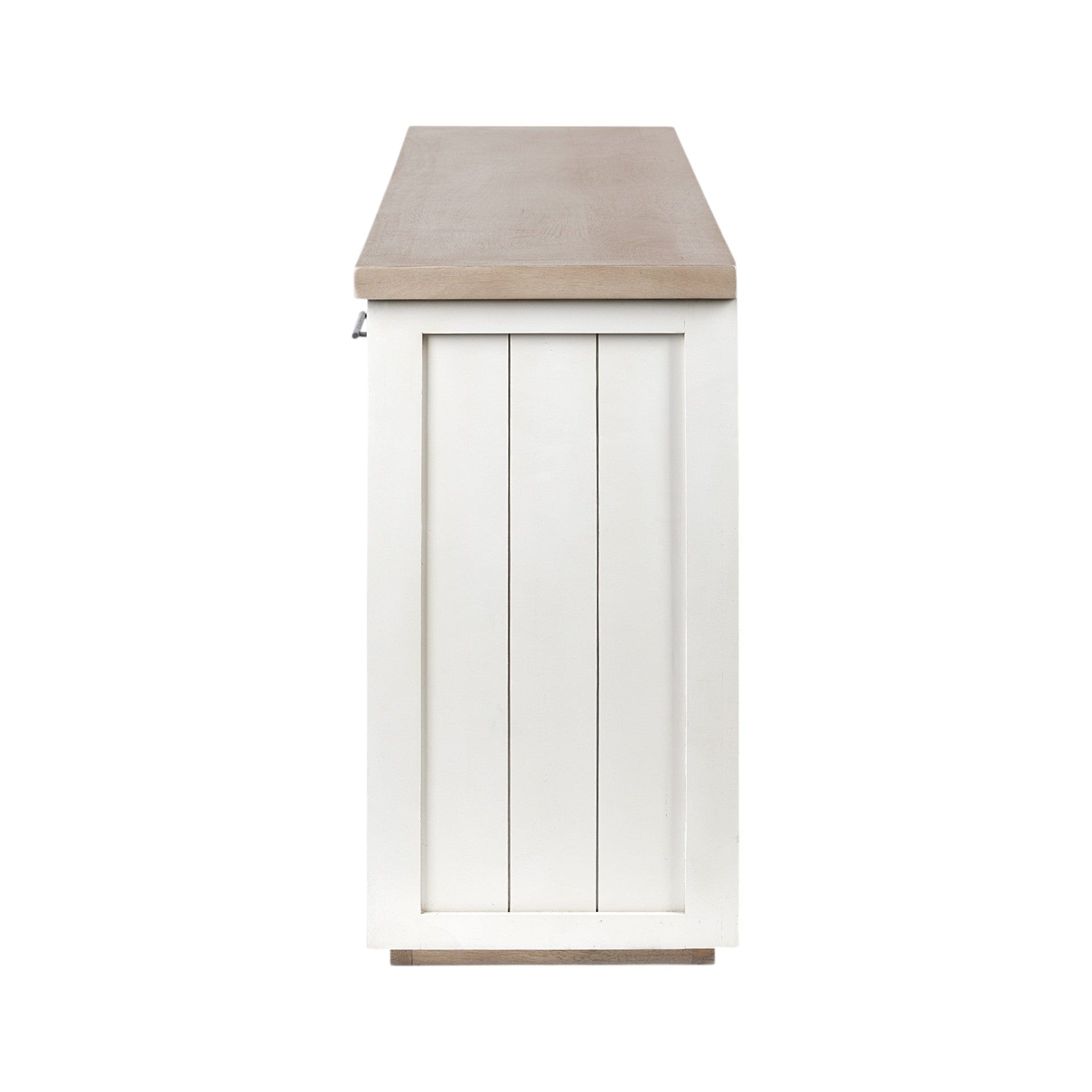 Brown Solid Mango Wood Top & White Frame Sideboard With 4 Cabinet Doors - Homeroots
