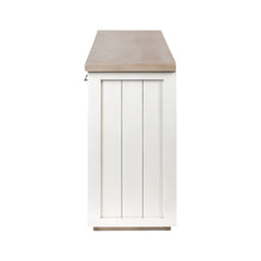 Brown Solid Mango Wood Top & White Frame Sideboard With 4 Cabinet Doors - Homeroots