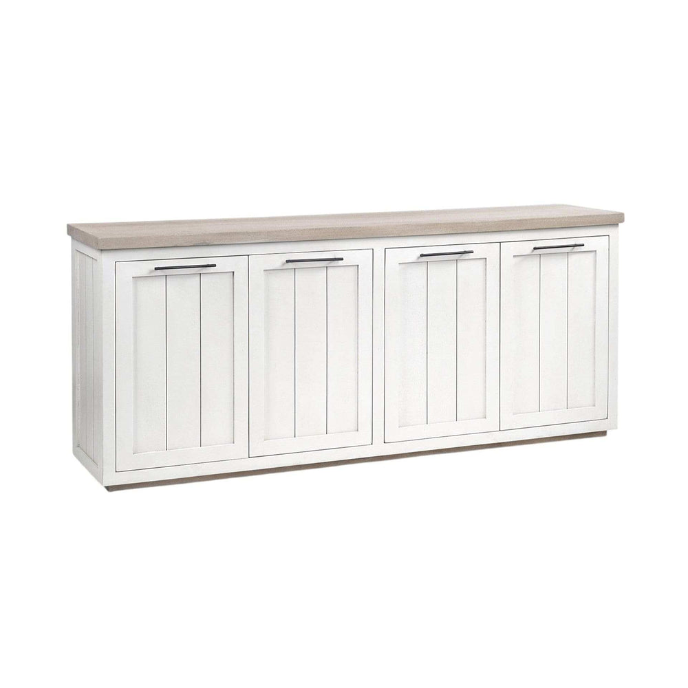 Brown Solid Mango Wood Top & White Frame Sideboard With 4 Cabinet Doors - Homeroots - Flyclothing LLC