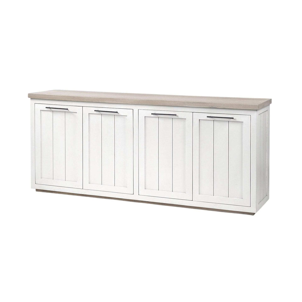 Brown Solid Mango Wood Top & White Frame Sideboard With 4 Cabinet Doors - Homeroots - Flyclothing LLC