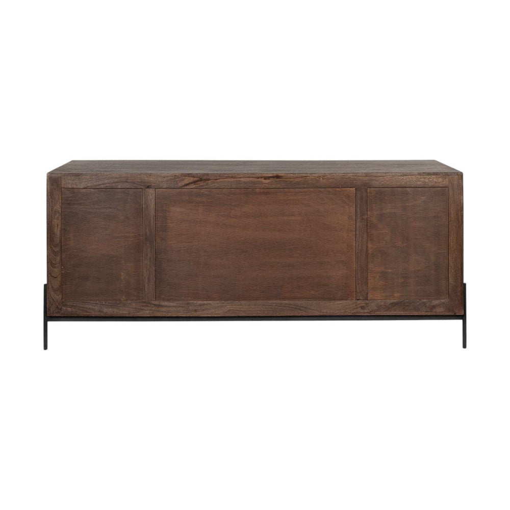 Brown Solid Wood Sideboard With 6 Drawers And 2 Cabinet Doors - Homeroots - Flyclothing LLC