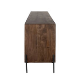 Brown Solid Wood Sideboard With 6 Drawers And 2 Cabinet Doors - Homeroots - Flyclothing LLC