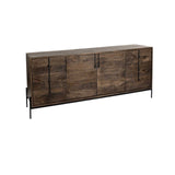 Brown Solid Wood Sideboard With 6 Drawers And 2 Cabinet Doors - Homeroots