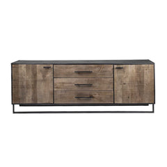 Brown Solid Mango Wood Finish Sideboard With 3 Drawers And 2 Cabinet Doors