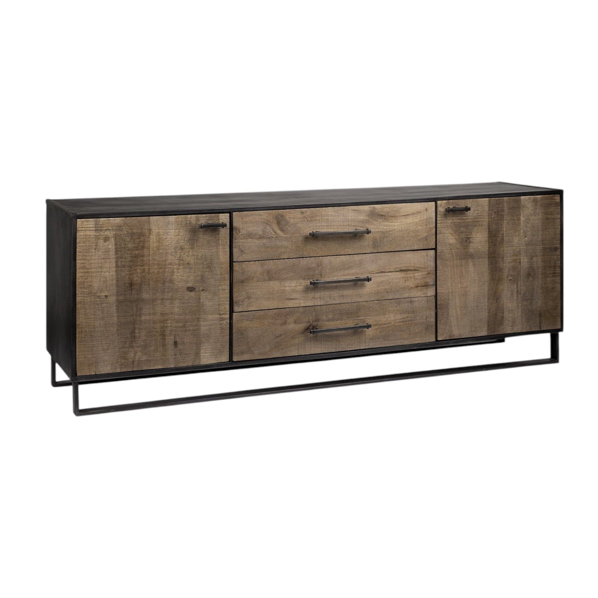 Brown Solid Mango Wood Finish Sideboard With 3 Drawers And 2 Cabinet Doors - Homeroots