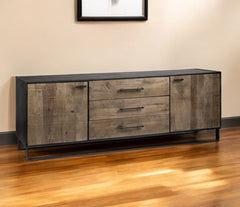 Brown Solid Mango Wood Finish Sideboard With 3 Drawers And 2 Cabinet Doors - Homeroots