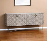 Light Brown Solid Mango Wood Finish Sideboard With 4 Cabinet Doors