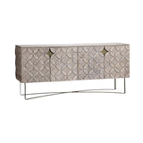 Light Brown Solid Mango Wood Finish Sideboard With 4 Cabinet Doors - Homeroots